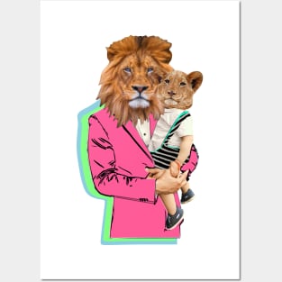 lion and cub in human form Posters and Art